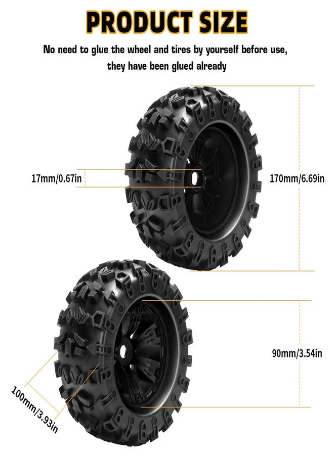 daitoku 1/8 RC Monster Truck Tires, daitoku 17mm Hex RC Wheels and Tires for Traxxas Maxx Tmaxx E-Revo Revo 3.3 Arrma Kraton Notorious 6s Redcat Kaiju Shredder JLB Cheetah Monster - Image 3